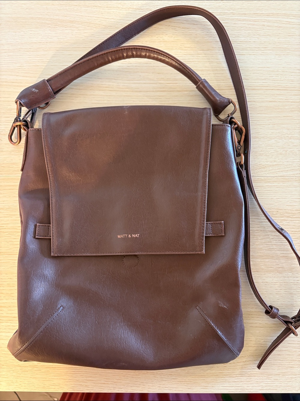 Matt & Nat Chocolate Brown Vegan Leather Messenger Bag
